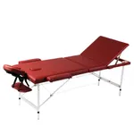 Röd hopfällbar 3-sektions massagebänk med aluminium ram