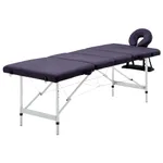 Hopfällbar massagebänk 4 sektioner aluminium lila